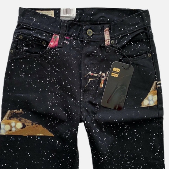 Levi's x Star Wars Premium Black Galaxy 501 Cropped Jeans 362000090 26 x 26 - Picture 3 of 4